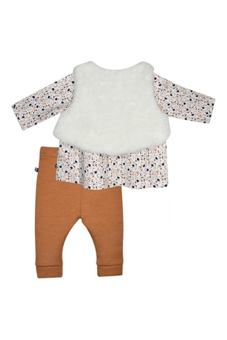 Conjunto de 3 peças - Branco e castanho - Branco