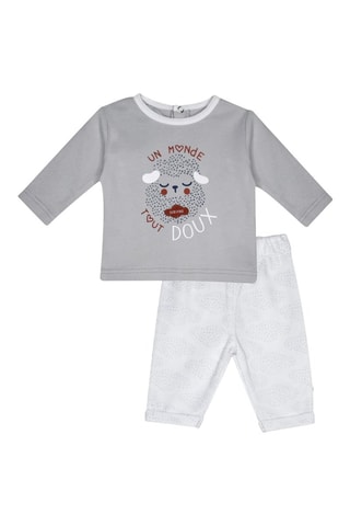 T-shirt e calças - Cinzento e branco - Cinzento