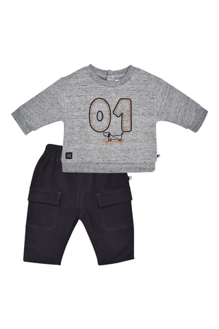 Sweat e calças - Cinzento mesclado e preto - Cinzento