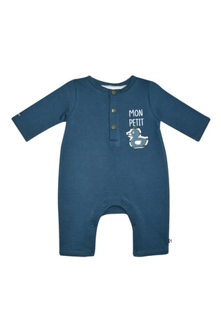 Macacão e babete - Azul e branco - Azul