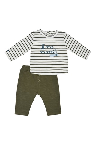 T-shirt e calças - Branco e caqui - Branco