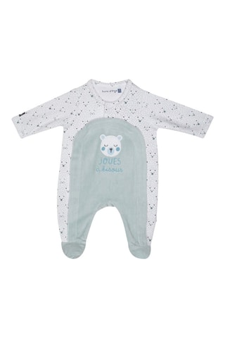 Babygro - Branco e verde-água - Branco