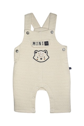 Jardineiras e t-shirt - Bege e azul-marinho - Bege