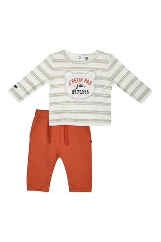 T-shirt e calças de treino - Cru e laranja - Branco