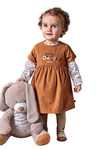 Vestido e t-shirt - Castanho - Castanho