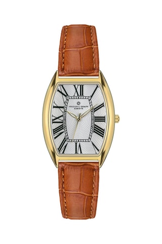 Leren Quartz Horloge - Bruin en Goudkleurig - Frederic Graff