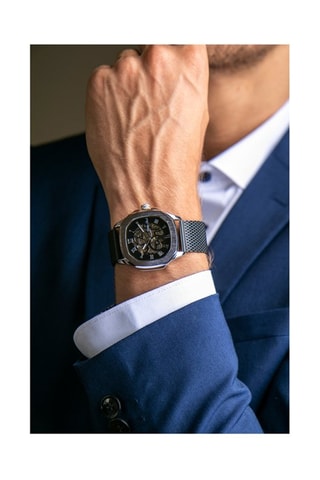 Relógio automático de aço Preto e prateado