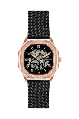 Relógio automático de aço Preto e dourado rosa