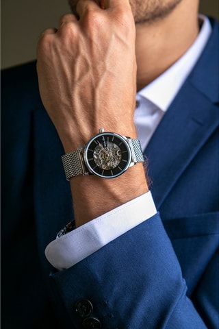 Automatisch stalen tourbillon horloge- Zilverkleurig - Walter Bach