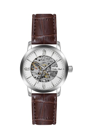 Automatisch Leren Horloge - Bruin en Zilverkleurig - Walter Bach