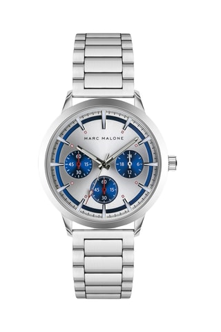 Stalen Quartz Horloge - Zilverkleurig - Marc Malone