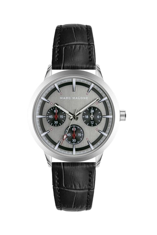 Leren Quartz Horloge - Zwart - Marc Malone