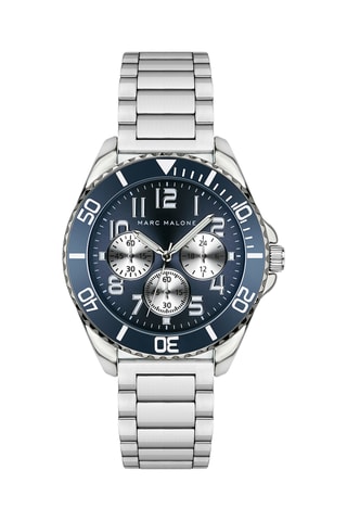 Stalen Quartz Horloge - Zilverkleurig en Blauw