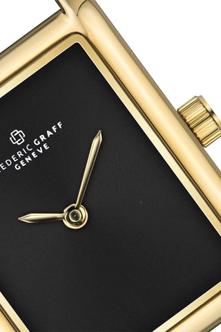 Leren Quartz Horloge - Zwart en goudkleurig - Frederic Graff