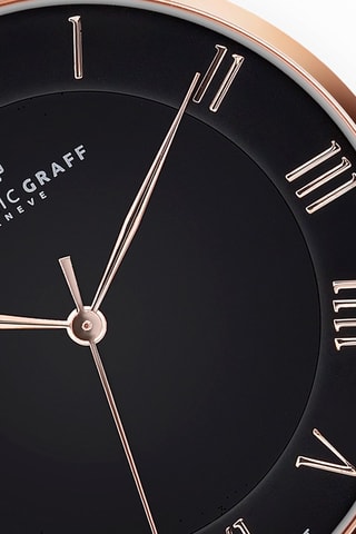 Stalen Quartz Horloge - Zwart en Roségoudkleurig - Frederic Graff