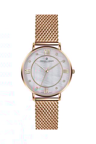 Stalen en Parelmoeren Quartz Horloge - Frederic Graff