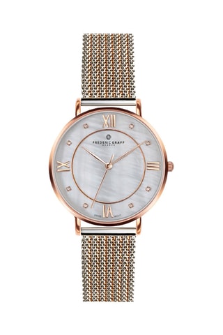 Stalen Quartz Horloge met echte kristallen- Frederic Graff