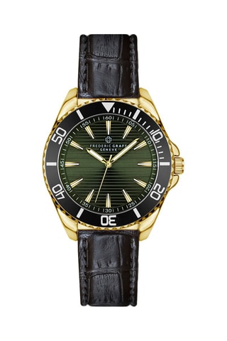 Leren Quartz Horloge doublé geïoniseerd geelgoud Zwart en Goudkleurig - Frederic Graff