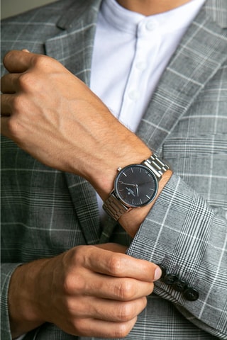 Stalen Quartz Horloge   Zilverkleurig