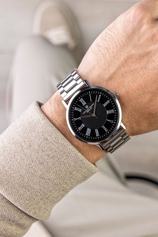 Stalen Quartz Horloge - Zilverkleurig en Zwart - Frederic Graff