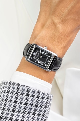 Leren Quartz Horloge - Zwart en Zilverkleurig - Frederic Graff