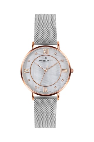 Stalen Quartz Horloge met echte kristallen- Frederic Graff