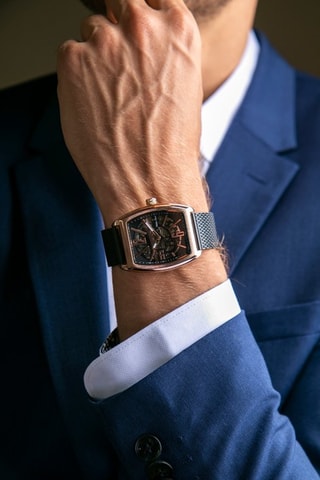 Relógio automático de aço Preto e dourado rosa