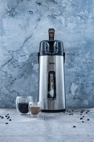 Roestvrijstalen en Borosilicaatglazen Thermoskan en 2 Koffiekopjes - 220 cl en 2 x 80 ml