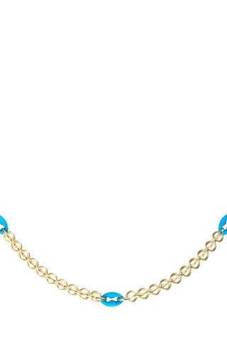 Ketting Pop Links - Goudkleurig en Turquoise