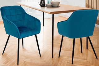 2 sillones Melinda - Azul - Tapizado tela de terciopelo