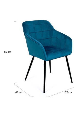 2 sillones Melinda - Azul - Tapizado tela de terciopelo