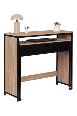 Escritorio extensible Manhattan - Negro e imitación madera