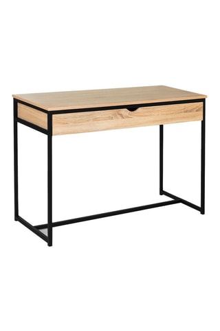 Escritorio de 1 cajón Manufacture - Imitación madera y negro