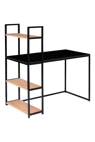 Escritorio con estantería Manhattan - Negro e imitación madera