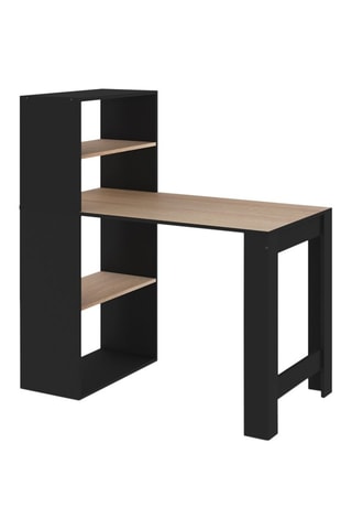Escritorio estantería 2 en 1 Benny - Imitación madera y negro
