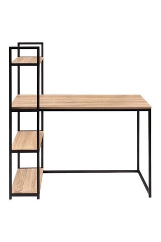 Escritorio con estantería Memphis - Imitación madera y negro