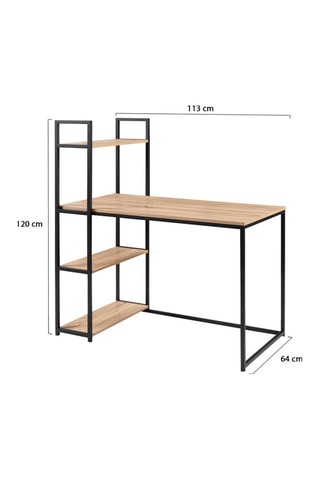 Escritorio con estantería Memphis - Imitación madera y negro