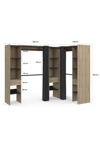 Vestidor de 3 cajones Justine - 230 x 180 x 140 cm