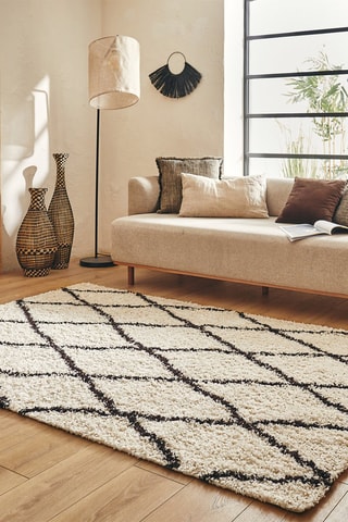 Tapis Shaggy Asma - Crème et noir