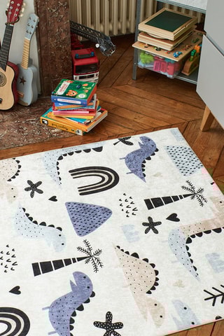 Tapis Happy 740 - Blanc et bleu