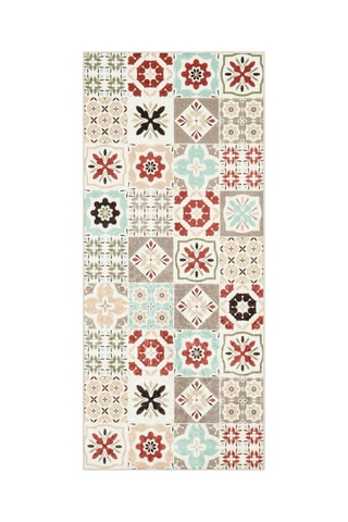 Tapis Azulejo 756 - Blanc et taupe