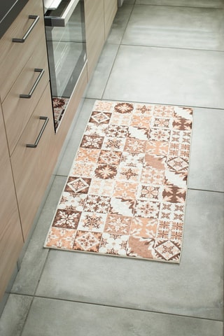 Tapis Azulejo - Blanc et orange