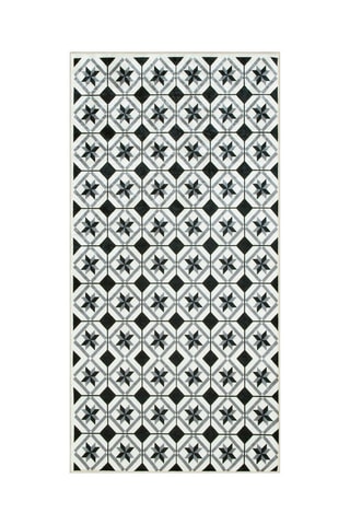 Tapis Azulejo 754 - Blanc et noir