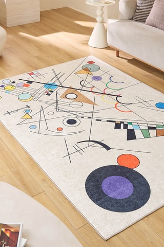 Tapis Stampa - Beige et bleu