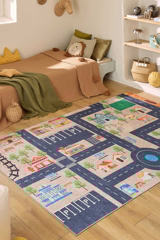 Tapis Happy - Beige et bleu