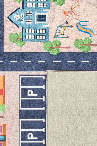 Tapis Happy - Beige et bleu