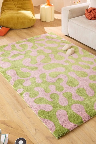 Tapis Groovy - Vert et rose