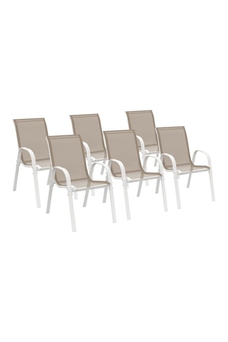 Chaises de jardin empilables en textilène blanches et beiges - lot de 6