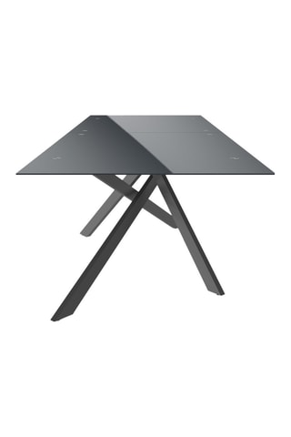 Table de jardin plateau en verre trempé gris et pieds croisés 240cm