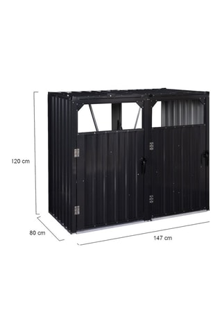 Cache poubelles double en métal gris anthracite